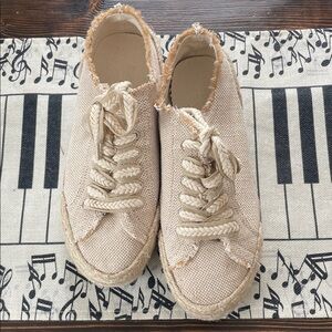 Emu Australia Unisex Coton Fancy Lace Up  Beige Canvas Sneakers